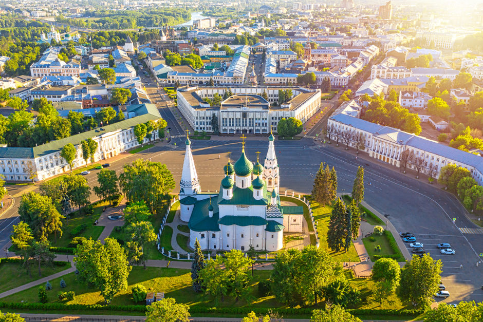 Вид на церковь Ильи Пророка с воздуха